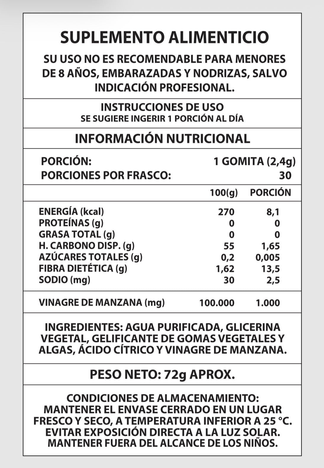 Vinagre de Manzana - Gomitas Sabor Manzana 1000mg