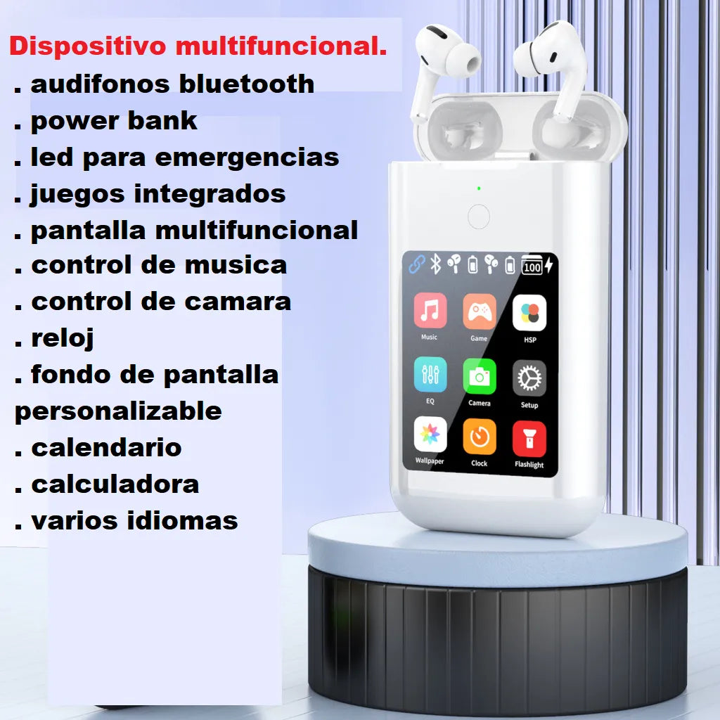 NexPod ™ – Audífonos con Pantalla Táctil Multimedia y Power Bank