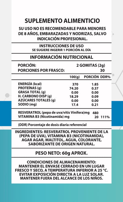 60 Gomitas NAD+Resveratrol Sabor Frutos Rojos 1000mg