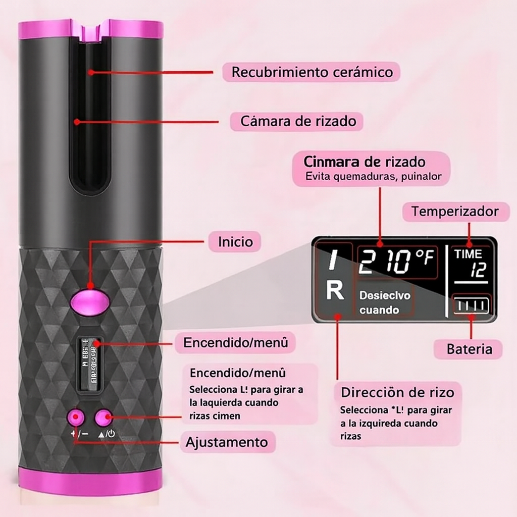 Elixa™ – Rizador de Pelo Inalámbrico