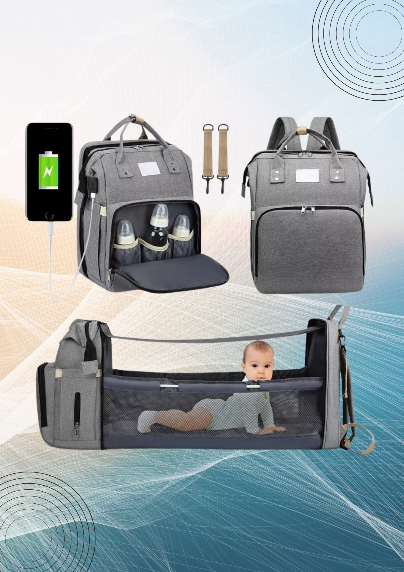 Babynest™ – Mochila 3 en 1 Pañalera Cuna y Mudador Portátil para Bebes