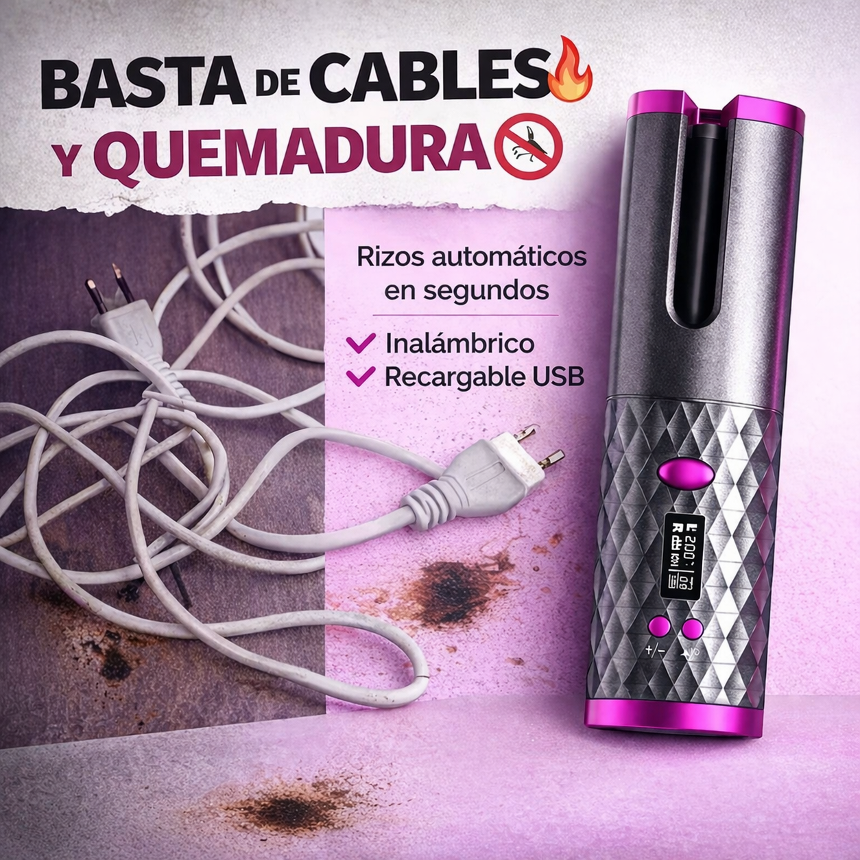 Elixa™ – Rizador de Pelo Inalámbrico